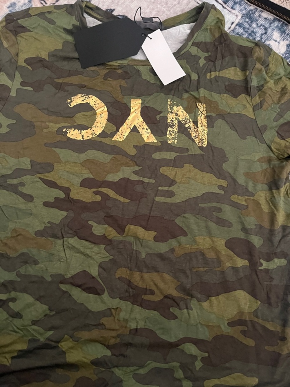 NYC Camo Short Sleeve Tee in Olive Green, NWT - Picture 2 of 3